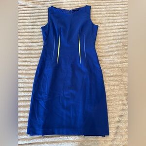Elie Tahari Royal Blue Midi Dress with Yellow Accents